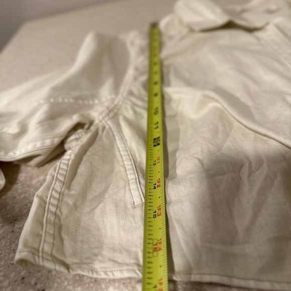 We The Free 2 Way Long Sleeve Wrap Around Ivory Denim Cropped Top Front Pocket - Picture 14 of 16